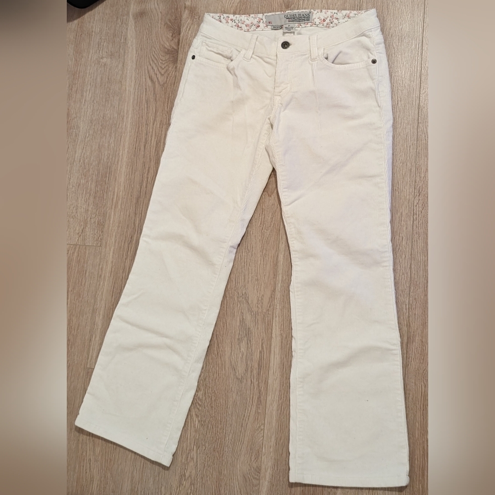 Guess White Corduroy Straight Leg Pants